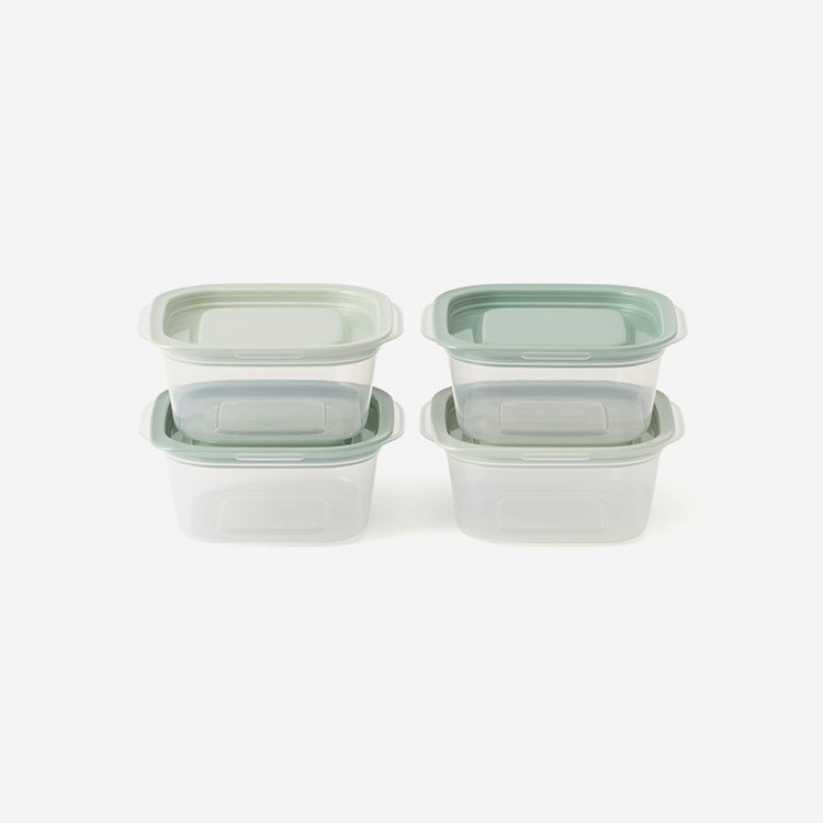 楽に洗えてフタごとレンジパック 270ml 4個セット グリーン