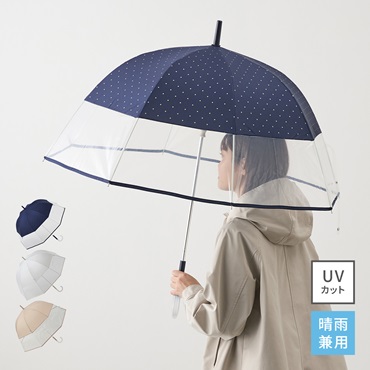 【UVカット】長傘 晴雨兼用 ハーフビニール ラメドット