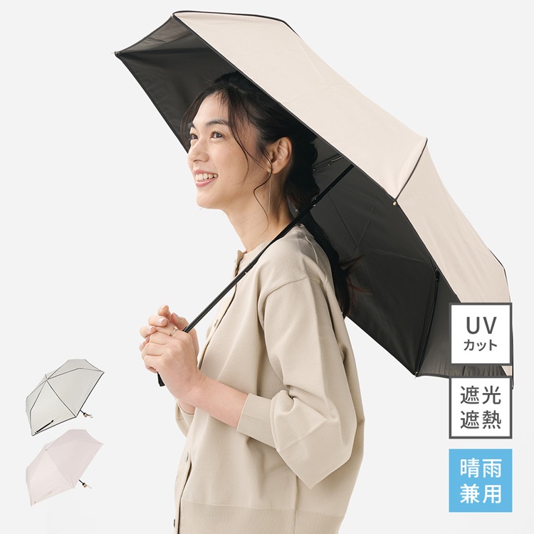 【遮光・UVカット】折畳傘 遮光パイピングシャンブレーll