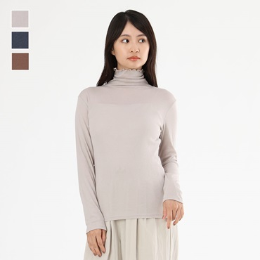 ゆったりシアーカシミヤ入りハイネック