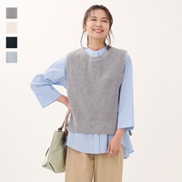 リネンタッチクルーネックニットベスト