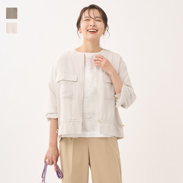 ノーカラーショートブルゾン