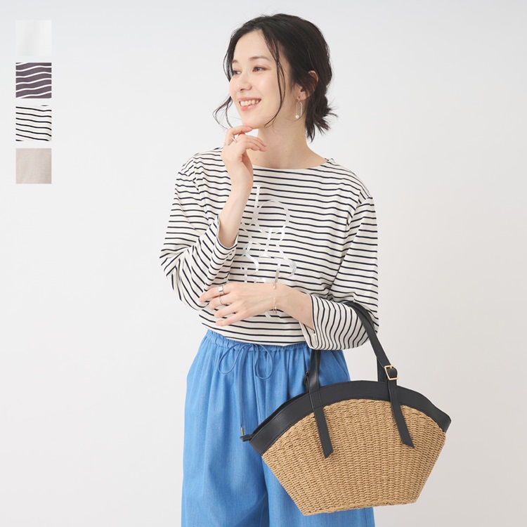 箔プリント7分袖Tシャツ
