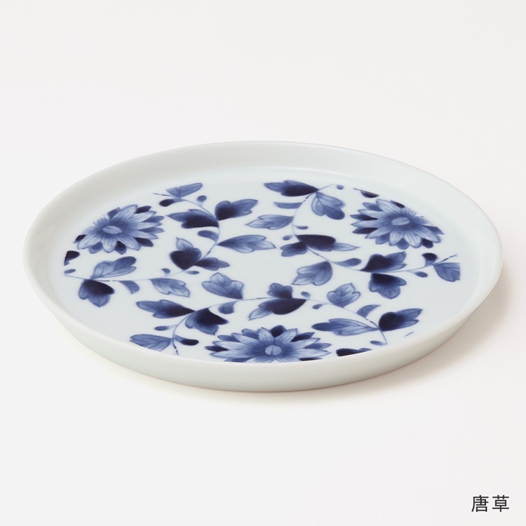 【美濃焼】藍紋プレート 17cm 唐草