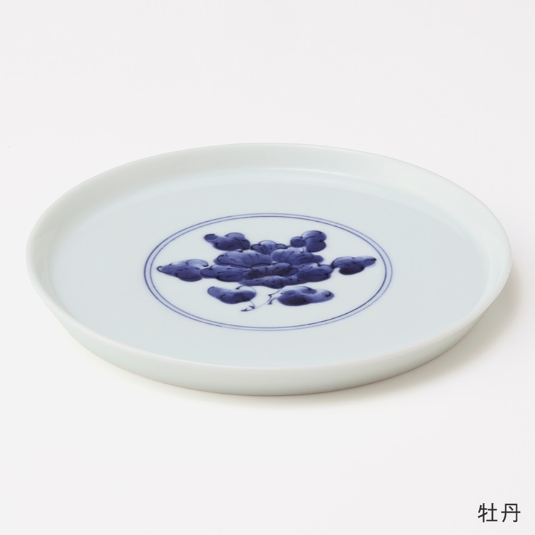 【美濃焼】藍紋プレート 17cm 牡丹